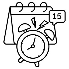 Stopwatch with calendar, icon of timetable