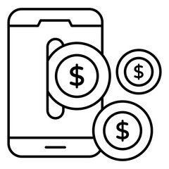 Dollar inside smartphone, icon of mobile money