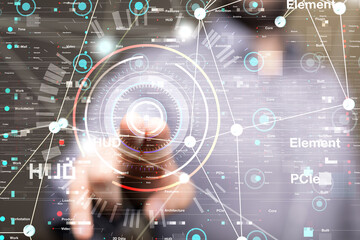 Molecular background with DNA. Network with connecting dots and lines.