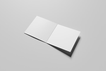 empty square bifold on gray background, 3d render