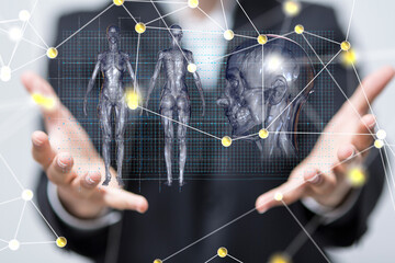 medical network connection with modern virtual screen interface