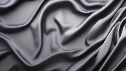 Obraz premium A black satin texture that is a panoramic background of black colored black fabric silk with a beautiful and natural blurred pattern