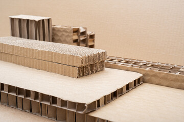 Cardboard packing material. corrugated paper sheets made from cellulose.