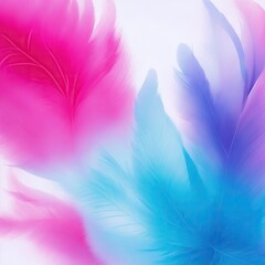 Fototapeta na wymiar Stylish Pink and Blue Soft Feathers Background