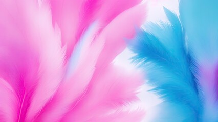 Fototapeta premium Stylish Pink and Blue Soft Feathers Background