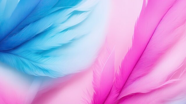 Stylish Pink and Blue Soft Feathers Background