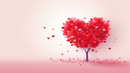 valentine's day concept art heart and love tree, ai