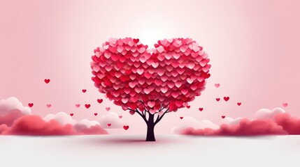 valentine's day concept art heart and love tree, ai