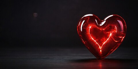 red heart on black background
