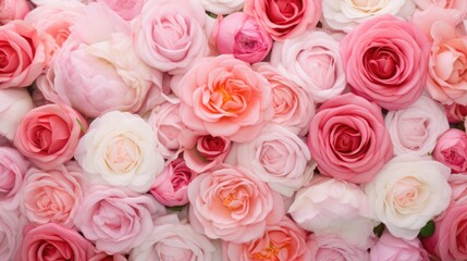 Close-up of a delicate bouquet of white and pink roses