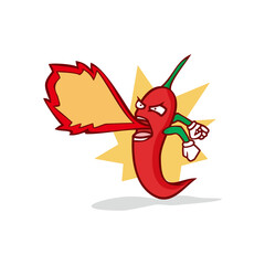 Imagine a humorous chili mascot illustration that brings a playful and lively character to life