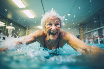 aquatics training in old age, gym, swimming instructor, aerobic exercise