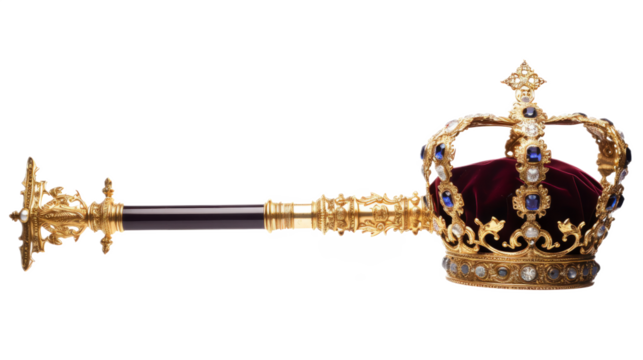 Crown and Scepter. Isolated on a white background png like