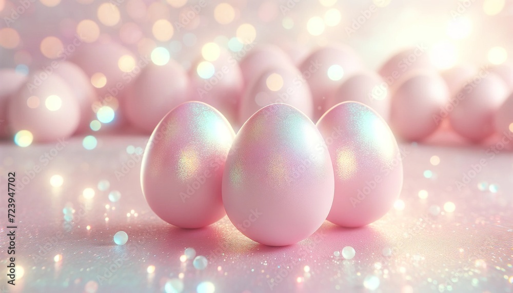 Wall mural Holographic colored Easter eggs Pastel colors are beautiful and pleasing to the eye.