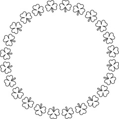 shamrock Wreath Outline.
Clover Wreath Outline.
St Patrick Lucky Grass Wreath Outline vector.  
St Patrick round frame Outline vector.
