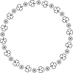 shamrock Wreath Outline.
Clover Wreath Outline.
St Patrick Lucky Grass Wreath Outline vector.  
St Patrick round frame Outline vector.

