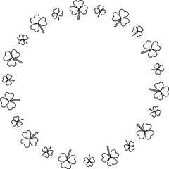 shamrock Wreath Outline.
Clover Wreath Outline.
St Patrick Lucky Grass Wreath Outline vector.  
St Patrick round frame Outline vector.
