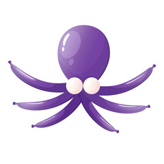 Funny cartoon purple balloon octopus