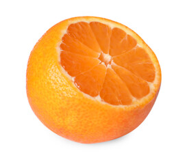 One cut ripe tangerine isolated on white