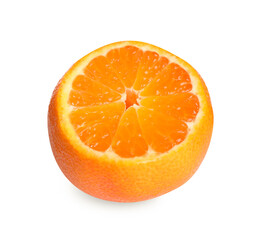 One cut ripe tangerine isolated on white