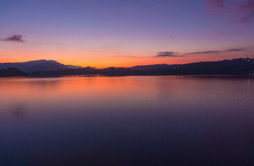 Fototapeta na wymiar sunset over Umiam Lake Meghalaya SHillong
