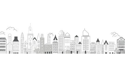 Obraz premium silhouettes of iconic buildings and symbols of city life forming a seamless pattern celebrating the architectural marvels and cultural richness found in cityscapes. simple minimalist illustration
