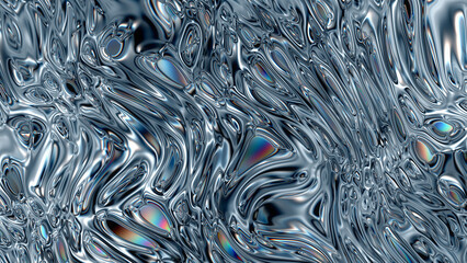 Abstract Chromatic Silver fluid waves, iridescent holographic foil, with LED Texture background  for branding and product presentation. High quality details
