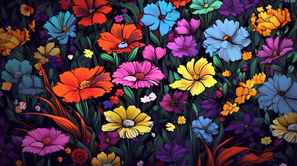 Seamless flower background, colorful flower background