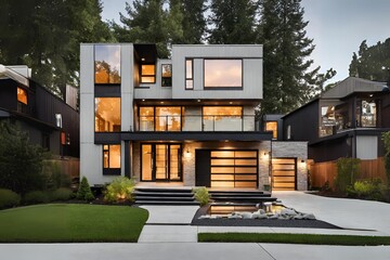 American Modern House. Front view.