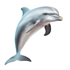 Cute dolphin jumping isolated on transparent or white background