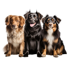 Group of dogs isolated on transparent or white background