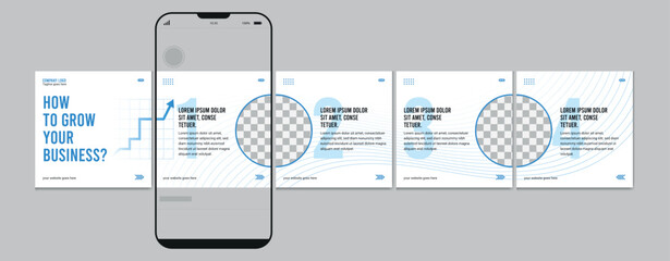 Modern carousel post template, Editable social media story layout, Instagram and Linkdin microblog post template, eps 10. © Graphaxil