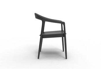 metal chair side view with shadow 3d render