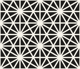 Vector seamless pattern. Repeating geometric elements. Stylish monochrome background design. - 723953978