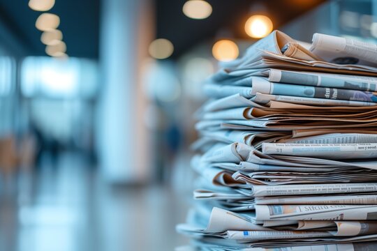 Newspaper Stack with Contemporary Blur