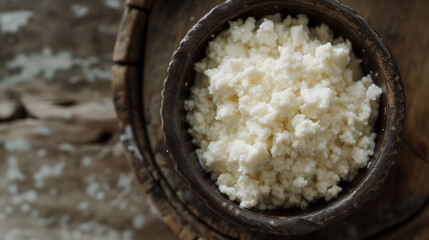 Rustic Bowl of Fresh Cottage Cheese