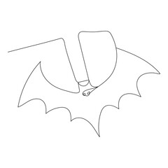 Bat continuous one line drawing of  outline vector illustration
