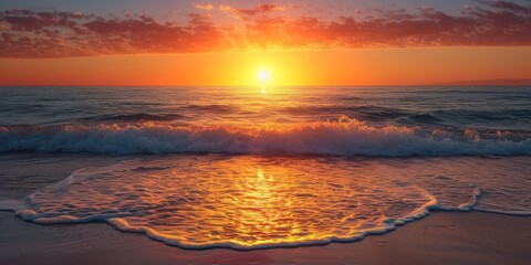 Fototapeta na wymiar sunset on the seashore Generative AI