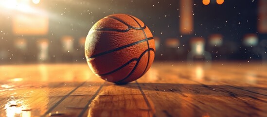 Basketball ball on the basketball court.