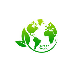 Green world icon. World environment day, earth day, save the earth. Nature illustration vector graphic