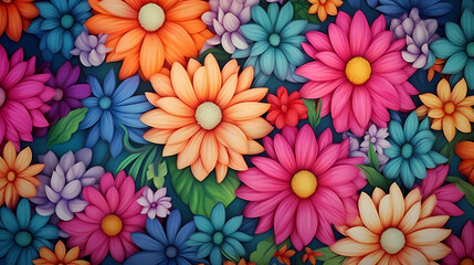 Fototapeta premium Colorful flowers background, spring season concept