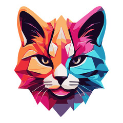 Colorful geometric cat vector illustration. Cat head vector flat. Suitable for designs on t-shirts, jackets, bags, hoodies, sweaters, stickers, etc.