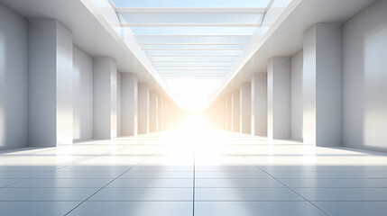 Obraz premium 3D space, light shining from above, empty room
