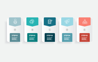 infographics timeline  element business data visualization steps report layout template background with business line icon 5 steps