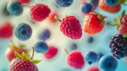 Levitating Berries  A Burst of Color and Freshness