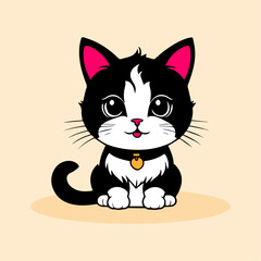 Cute cat sitting cartoon vector icon illustration