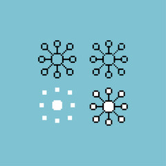 Pixel art outline sets icon of circle virus variation color. circle icon on pixelated style. 8bits perfect for game asset or design asset element for your game design. Simple pixel art icon asset.