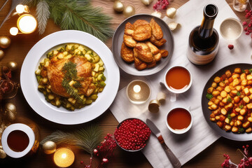 Top view of family celebrating holidays