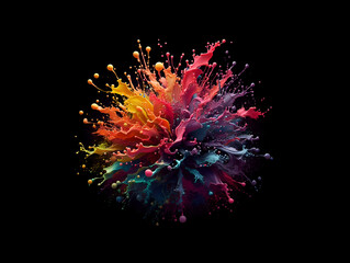 coloured paint splashing on black background