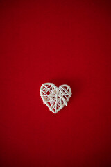 White heart shape isolated on red colour background, Minimal type valentines day image